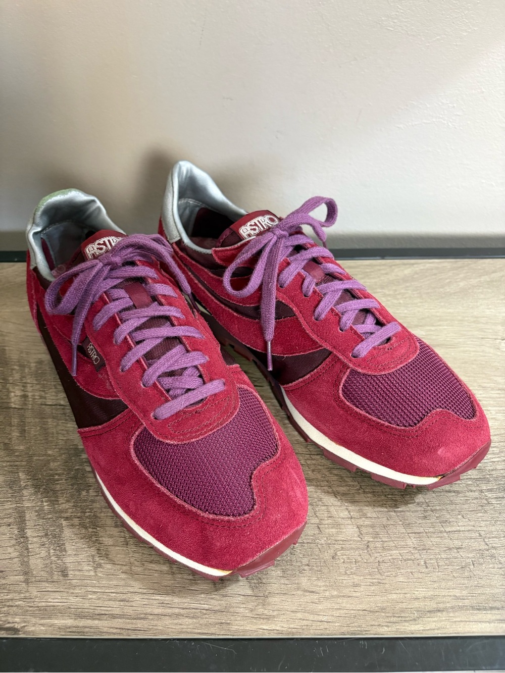 MINT! Men's VINTAGE 70s 80s Burgundy ASTRO Nylon & Suede RUNNING Shoes SNEAKERS